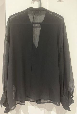 Blusa Zara negra transparente bordada