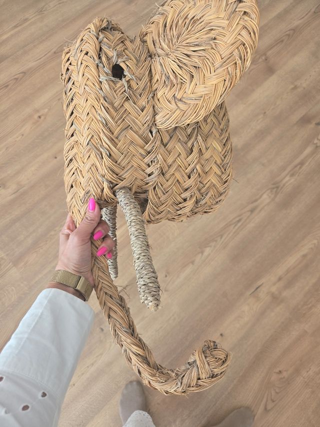 Cabeza elefante mimbre | Decoración