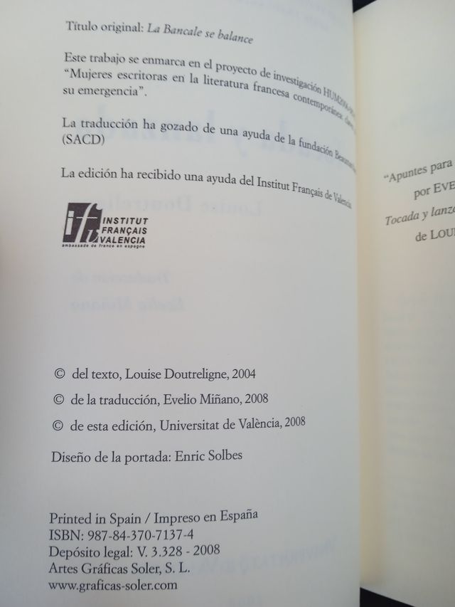 Libro Tocada y Lanzada (Louise Doutreligne, 2008)