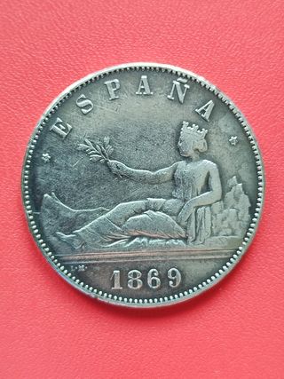 Moneda 5 Pesetas España 1869