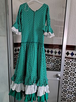 Traje gitana niña - verde lunares