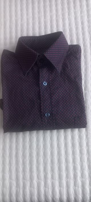Camisa Fragola Shirt Co.  azul marino y roja.