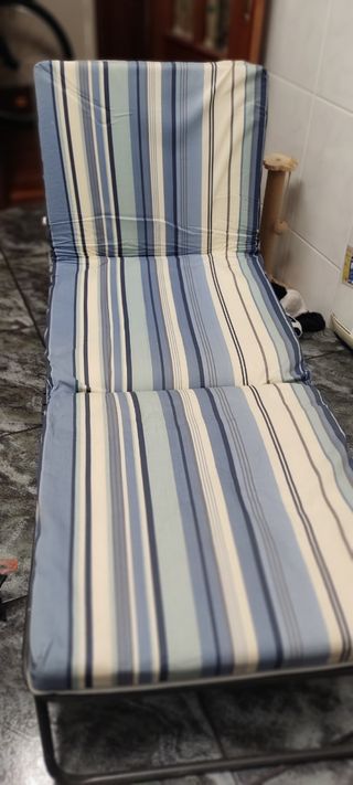 Hamaca, tumbona,Cama plegable azul y gris