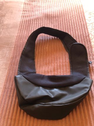 Bandolera transportín mascotas azul-gris