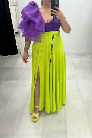 Vestido fiesta - Amarillo y morado
