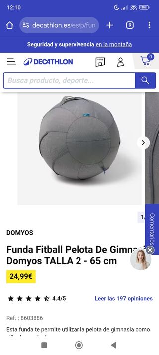 Funda pelota fitball decathlon