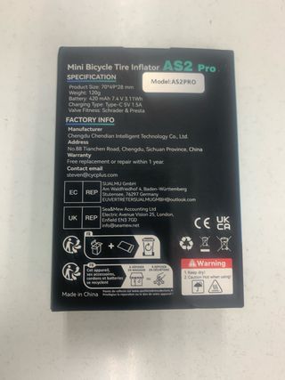 Compresor Inflador Batería Cycplus AS2Pro