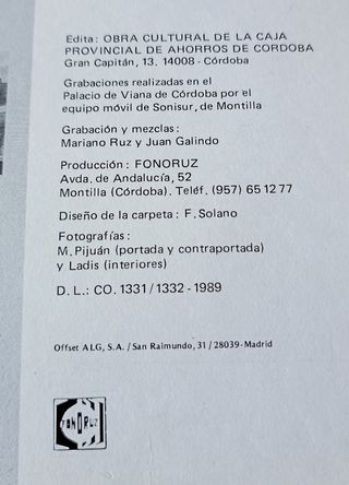 2 Discos Música en el Palacio de Viana LP