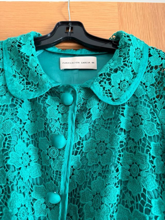 Chaqueta guipur turquesa