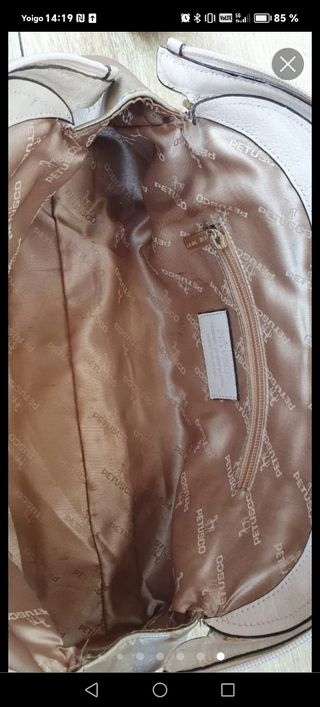 Bolso Petrusco piel beige-dorado
