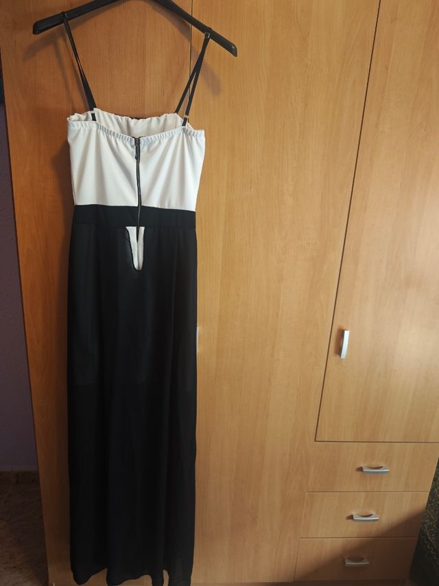 Vestido fiesta blanco y negro