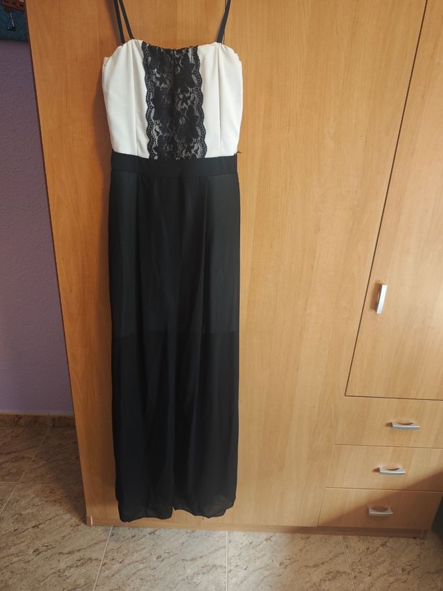 Vestido fiesta blanco y negro