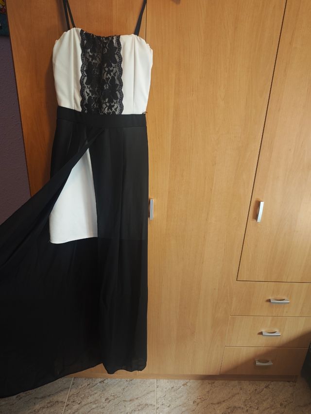 Vestido fiesta blanco y negro