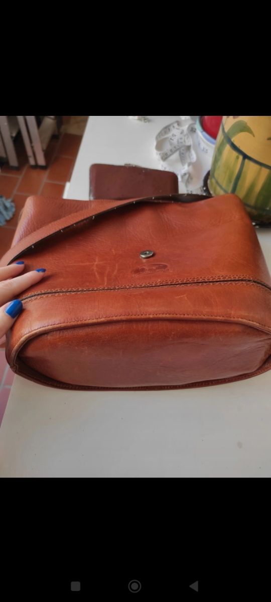 Bolso piel marrón vintage