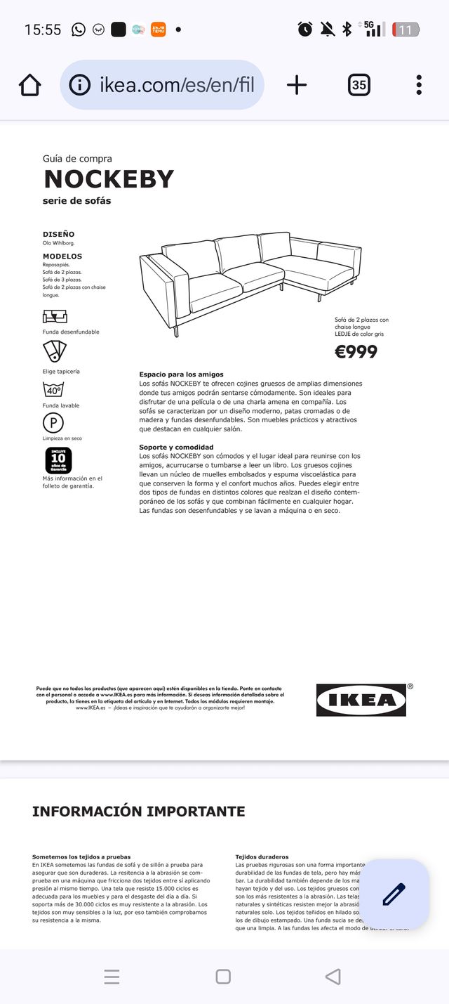 Sofá nokebi . Ikea
