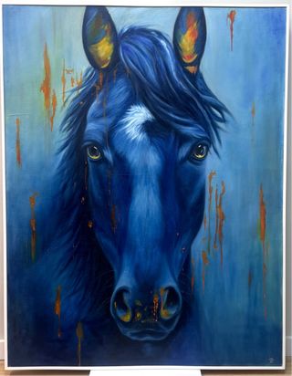 Cuadro óleo caballo azul - 127x99cm
