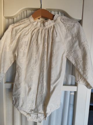Camisa-body cuello mao bordados 92 cm 