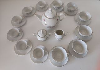JUEGO DE CAFÉ PORCELANA SANTA CLARA VINTAGE 