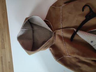 Chaqueta ante marrón borreguillo capucha
