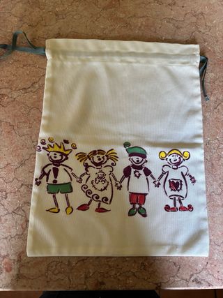 Sacchetto di cotone dipinto a mano con bambini
