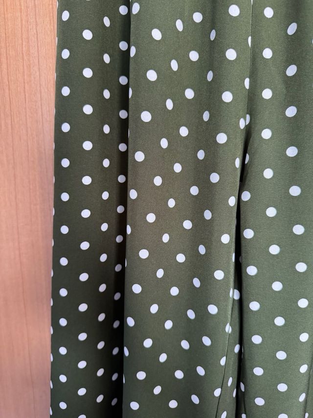Pantalones anchos lunares - Verde oliva