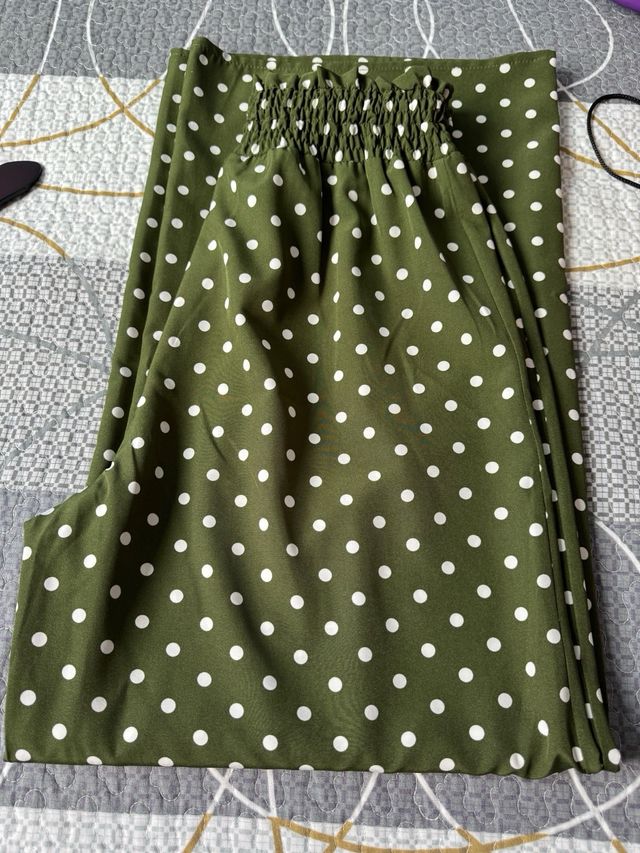 Pantalones anchos lunares - Verde oliva