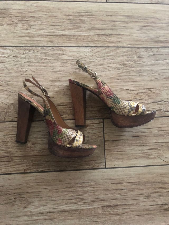 Sandali tacco multicolor tacco in legno Misura 38