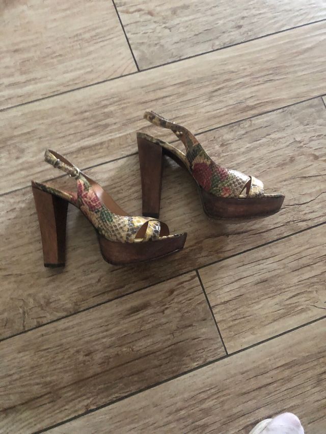 Sandali tacco multicolor tacco in legno Misura 38