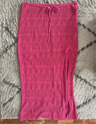 Falda crochet rosa Pull&Bear - Talla L
