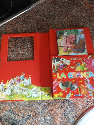 La granja, libro y rompecabezas de animales