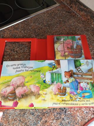 La granja, libro y rompecabezas de animales