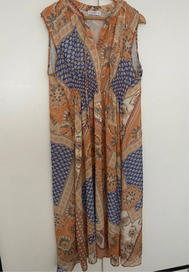 Vestido Gallery XL - Azul y Naranja