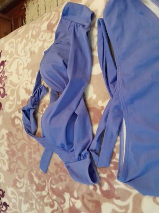 Bikini azul, braga cruzada, nuevo