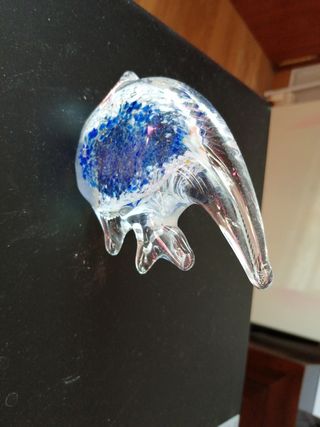 Escultura pez cristal soplado azul