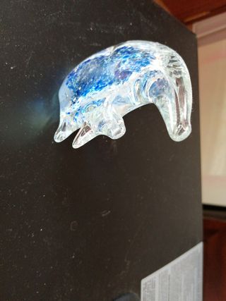 Escultura pez cristal soplado azul