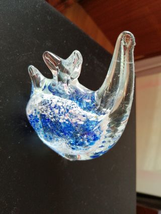 Escultura pez cristal soplado azul