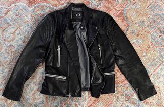Cazadora biker de cuero negra Armani Exchange