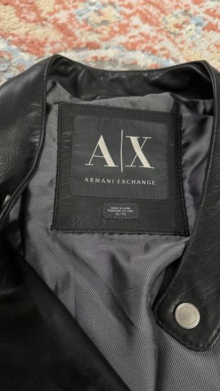 Cazadora biker de cuero negra Armani Exchange