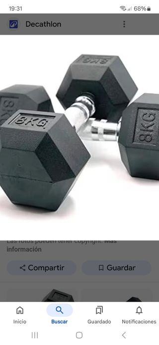 Par de Mancuernas HEXAGONALES DE 8 kilos