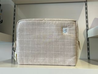 Conjunto Saco, Bolso y Neceser beige y blanco