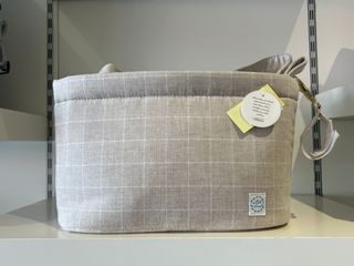 Conjunto Saco, Bolso y Neceser beige y blanco