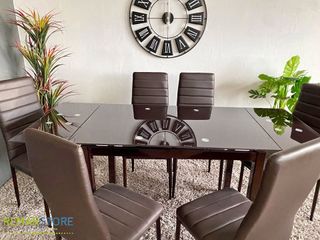 mesa extensible seis sillas marrón 