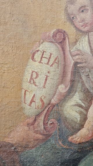 Caritas siglo xviii óleo religioso barroco