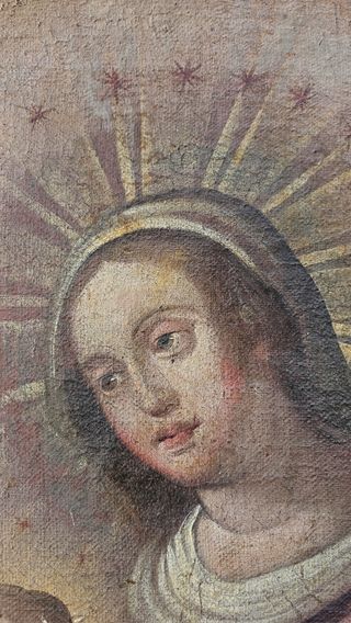 Caritas siglo xviii óleo religioso barroco