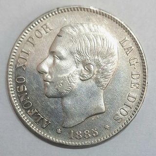 5 pesetas Alfonso XII, 1885 *87,  MSM.