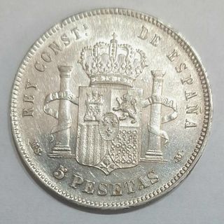 5 pesetas Alfonso XII, 1885 *87,  MSM.