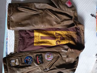 Cazadora cuero marrón vintage