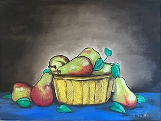 Dipinto a olio “cesto di pere”
