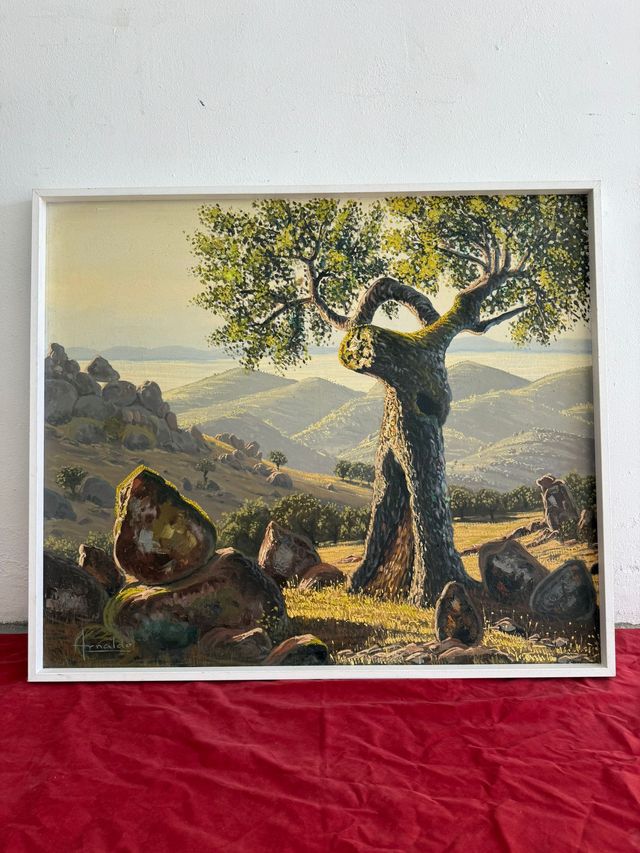 Paesaggio con montagna e alberi, opera del rinomato pittore Arnaldo Curia Santos