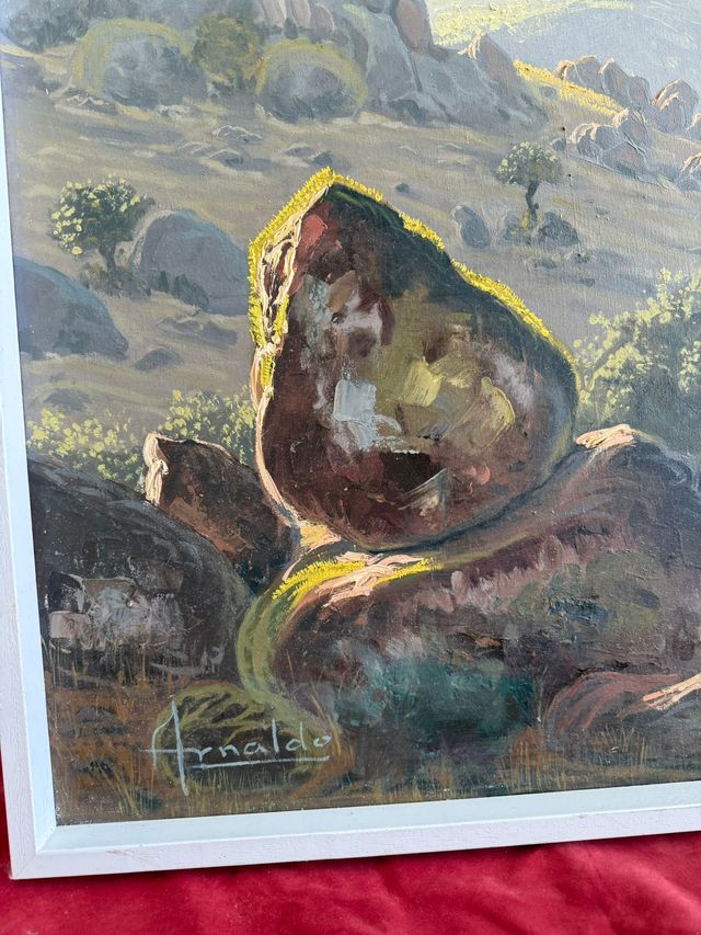 Paesaggio con montagna e alberi, opera del rinomato pittore Arnaldo Curia Santos